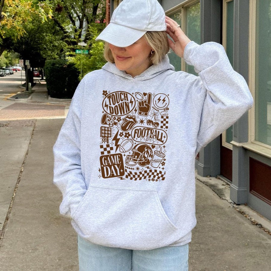 Football Game Day Hoodie | Retro Aesthetic Graphic Sweatshirt | Cotton-Polyester Premium Blend | Fall Football Season Outfit Gift for Her