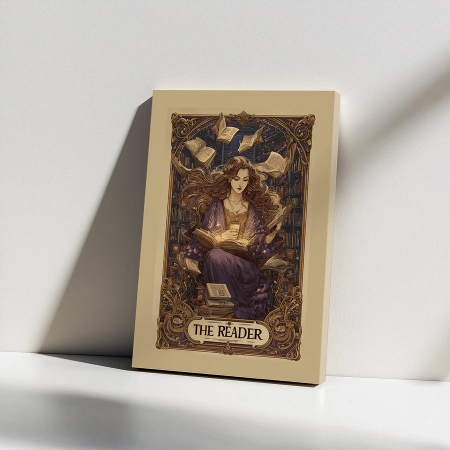 The Reader Fantasy Canvas Art | Art Nouveau Library Print | Premium Gallery Wrap Wall Decor | Magical Book Lover Gift for Her