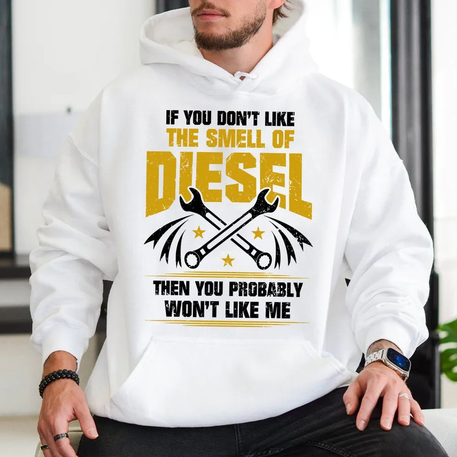 Diesel Mechanic Hoodie | Funny Smell Of Diesel Slogan | Soft Cotton Graphic Tee | Gift for Trucker Dad Husband