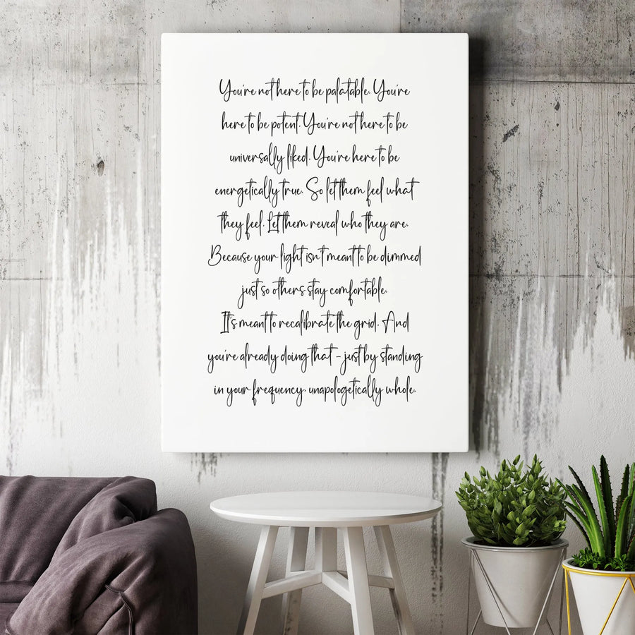 Inspirational Quote Canvas Wall Art | You Are Here To Be Potent Typography | Gallery-Quality 1.25" Framed Canvas | Empowering Gift For Her