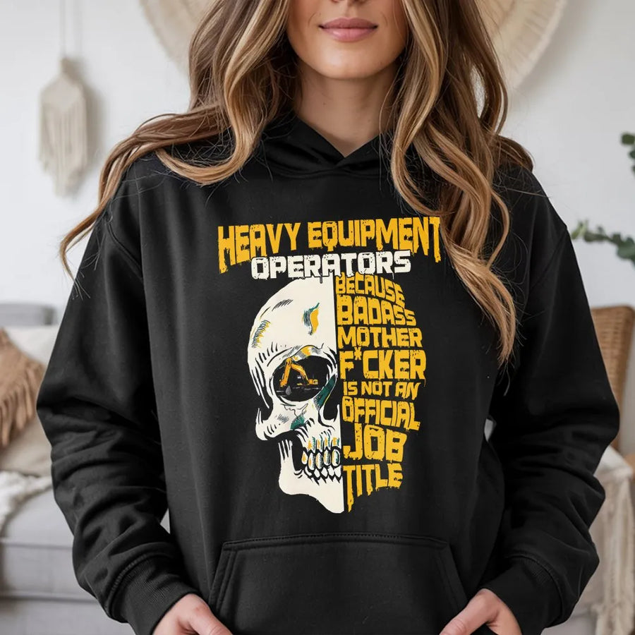 Heavy Equipment Operator Hoodie | Construction Job Title Skull Graphic | Premium Cotton Blend | Gift For Excavator Operators And Site Foremen