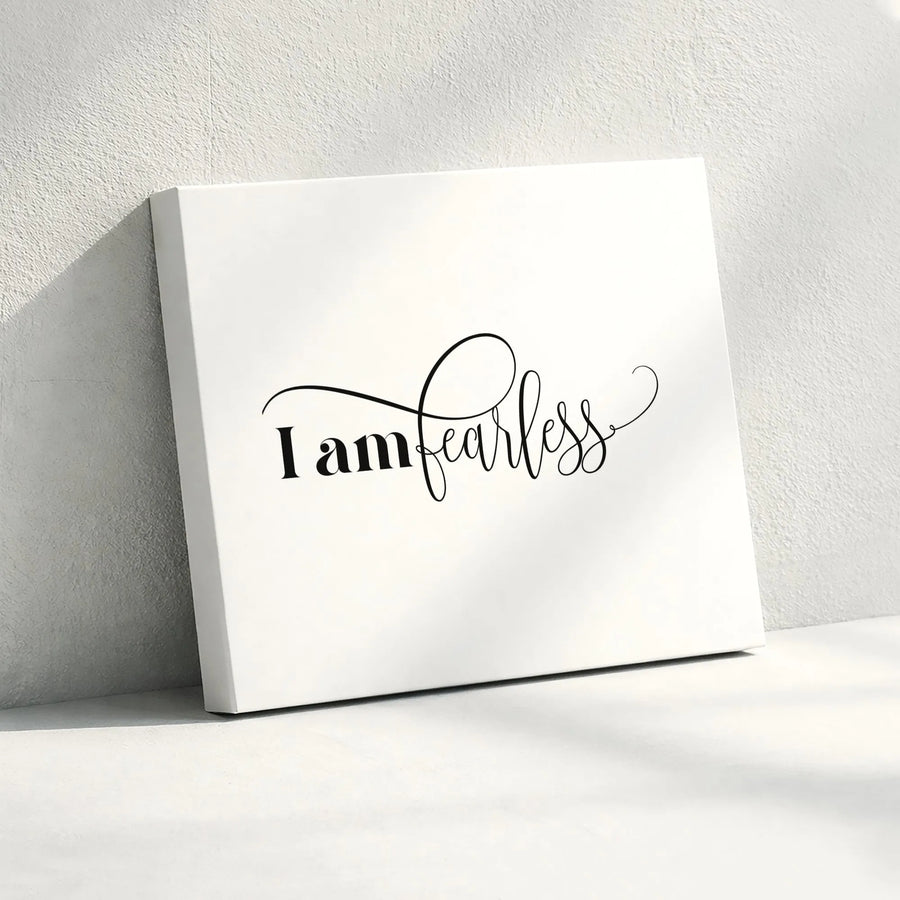 I Am Fearless Wall Art | Minimalist Calligraphy Script Quote | Premium Gallery Wrapped Canvas | Motivational Home Office Decor Gift