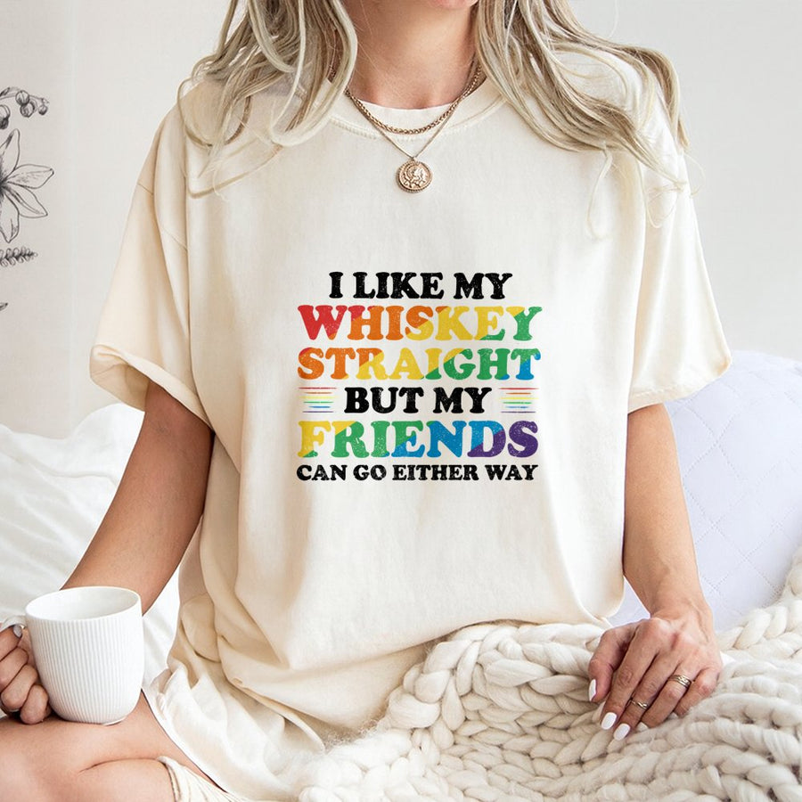 LGBTQ Pride Whiskey T-Shirt | Funny Rainbow Alcohol Slogan Design | 100% Cotton Premium Tee | Inclusive Gift For Whiskey Lovers And Friends