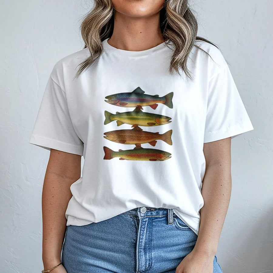 Vintage Trout T-Shirt | Retro Fish Species Illustration | Premium Cotton Tee | Gift for Fisherman & Angler