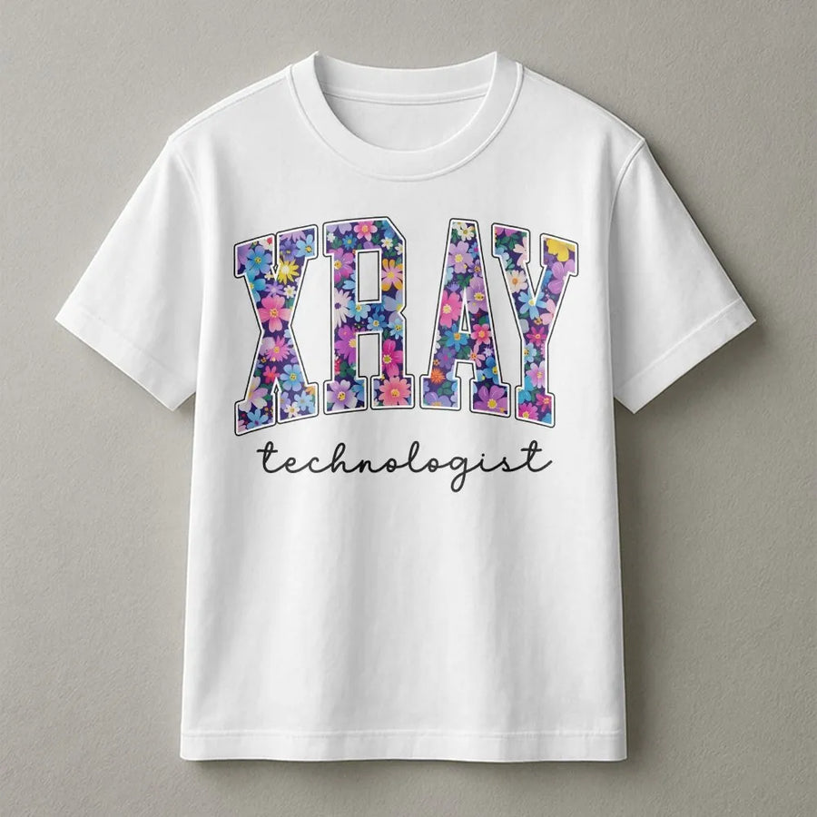 Xray Tech T-Shirt | Floral Radiology Technologist Design | Soft Crewneck Pullover | Gift for Medical Imaging Grad