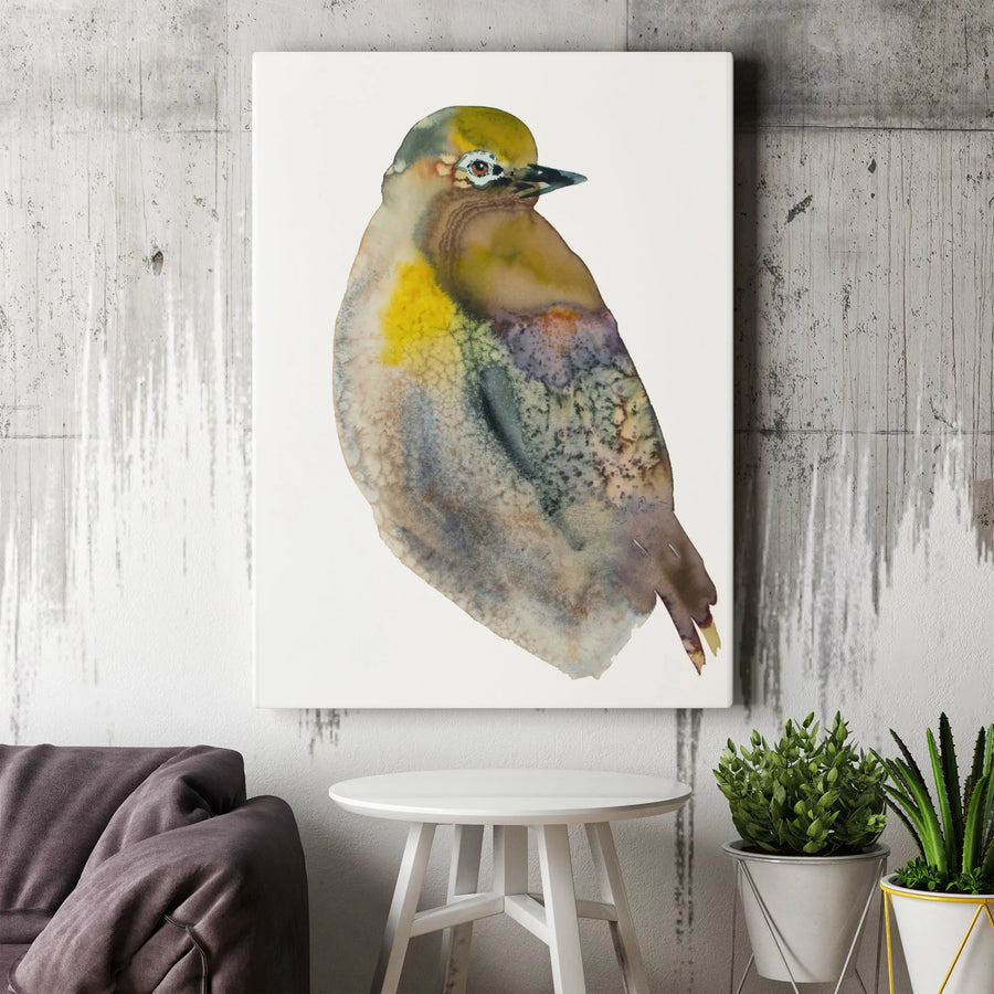 Watercolor White-Eye Bird Canvas | Minimalist Painting Wall Art | Premium 1.25" Thick Gallery Wrap | Nature Lover Home Decor Gift