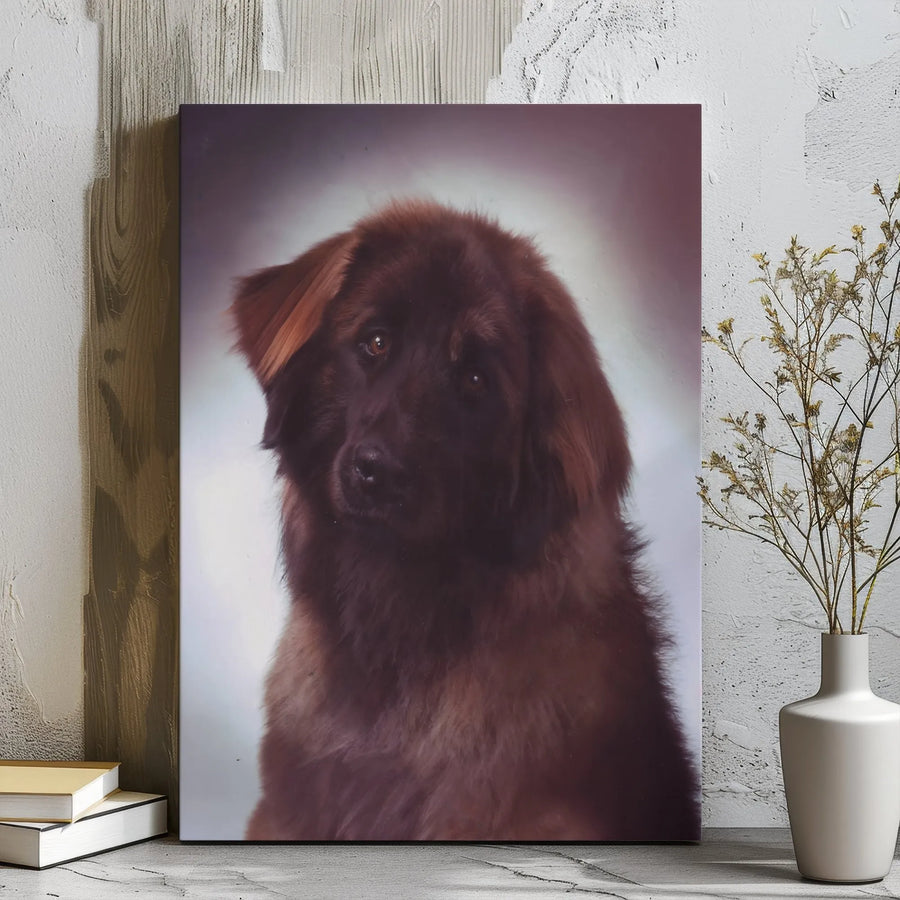 Leonberger Dog Canvas Wall Art | Vintage Style Pet Portrait | Premium Gallery Wrapped Print | Unique Dog Lover Home Decor Gift