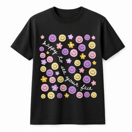 Happy To See Your Face Teacher T-Shirt | Back To School Cute Typography Design | 100% Cotton Premium Tee | Appreciation Gift For Educators