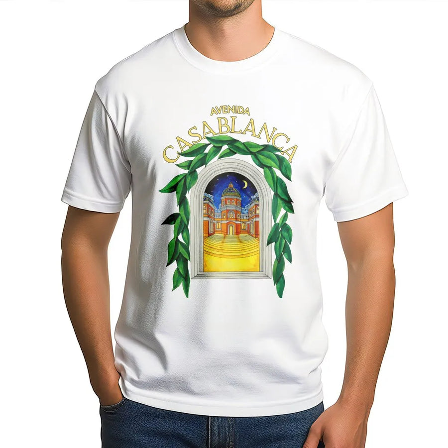 Vintage Casablanca T-Shirt | Mediterranean Architecture Art Graphic | Premium Unisex Pullover | Morocco Travel Gift for City Lovers