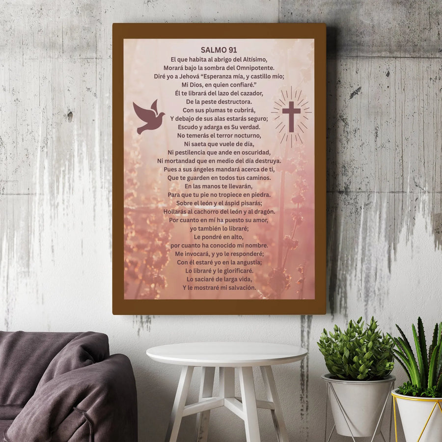 Salmo 91 Wall Art Canvas | Spanish Bible Verse Scripture Print | Premium Gallery Wrap Decor | Religious Christian Gift for Home Office