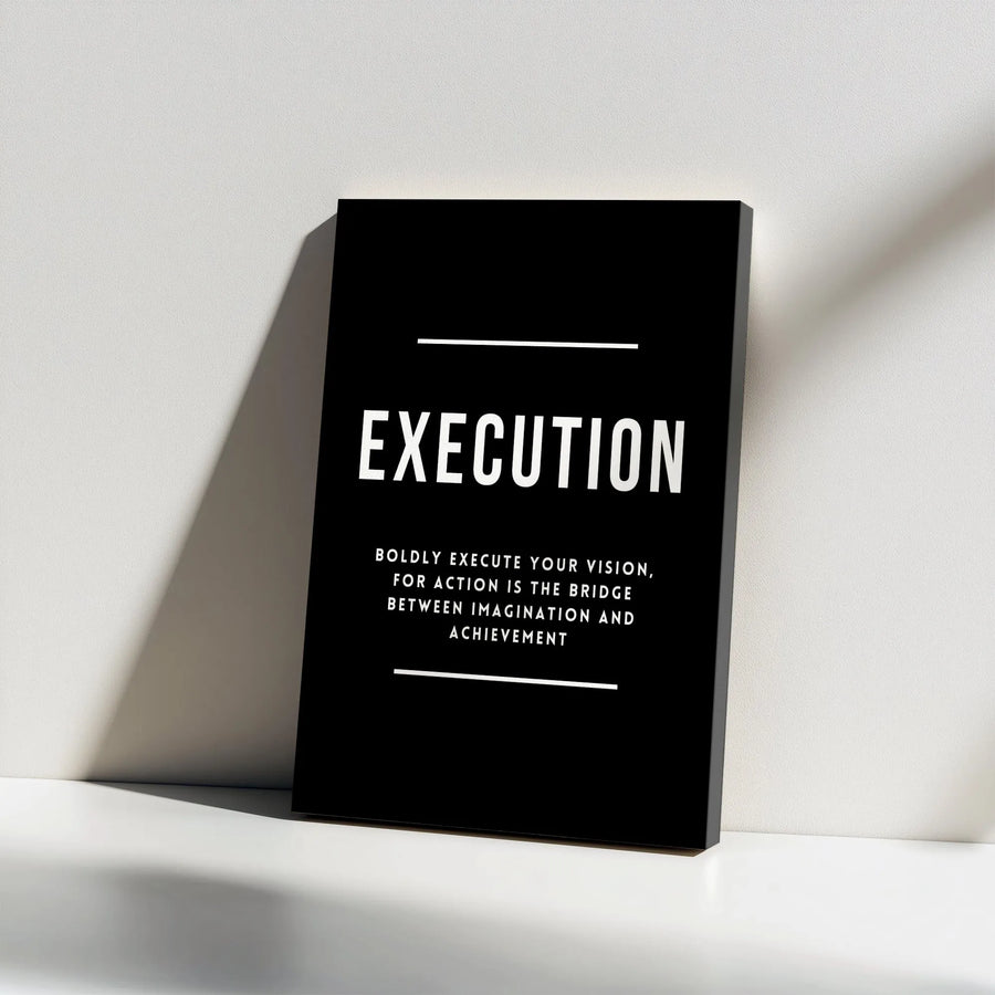 Execution Motivational Canvas Wall Art | Bold Quote Modern Typography | Premium Gallery-Wrapped Print | Office Decor for Entrepreneurs