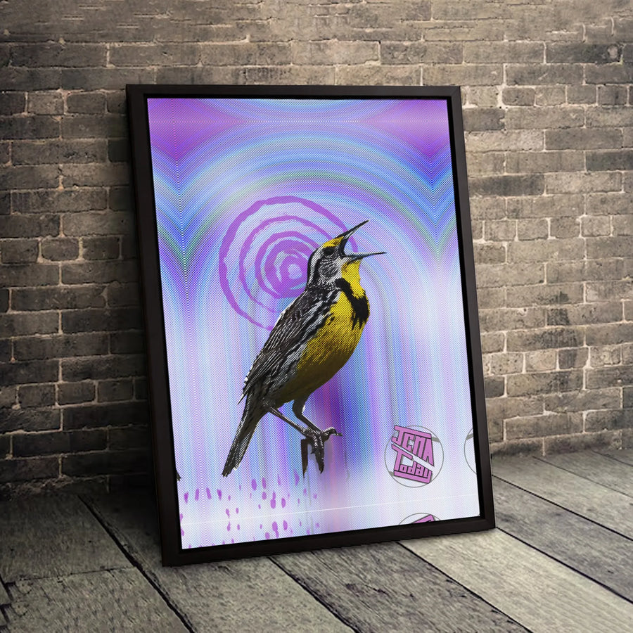 Western Meadowlark Wall Art | Psychedelic Pop Art Bird Print | Gallery Quality 1.25" Canvas | Modern Home Decor Gift