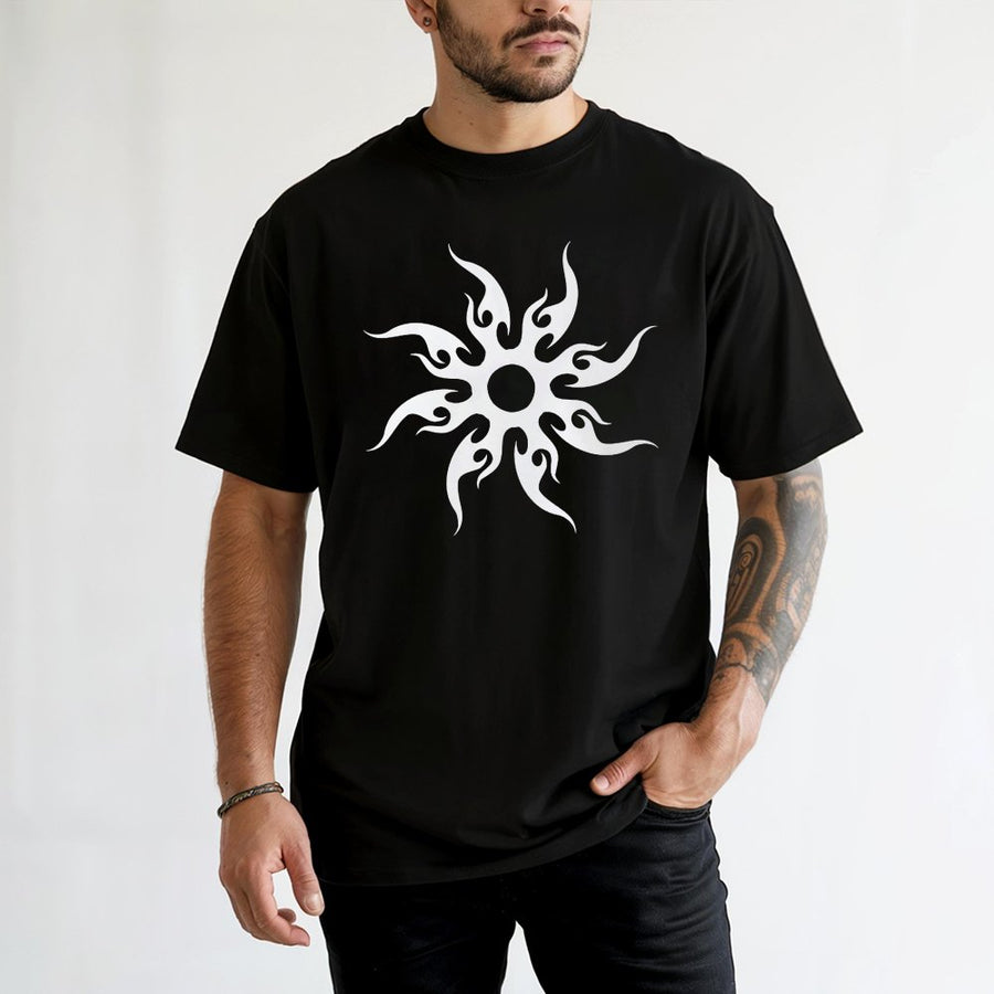 Tribal Sun Flame T-Shirt | Y2K Aesthetic Graphic Tee | 100% Cotton Premium Quality | Unisex Streetwear Gift for Men and Women