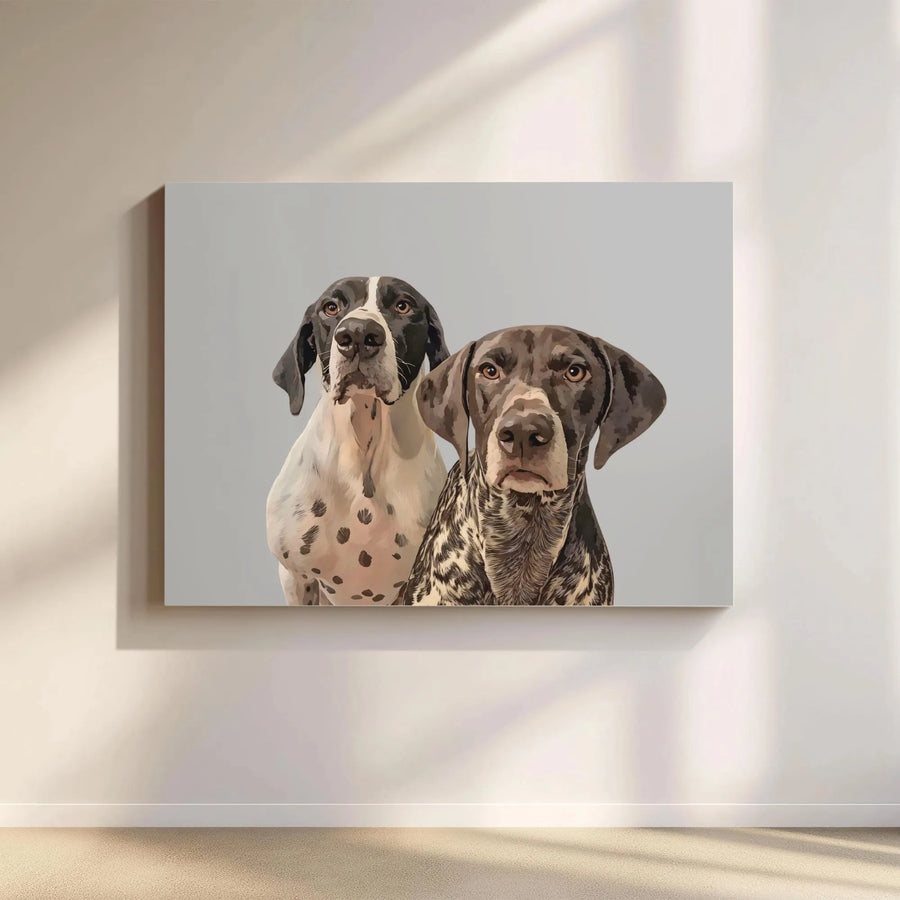 German Shorthaired Pointer Canvas Print | Realistic Double Dog Portrait | Premium Thick Gallery Wrap Canvas | Gift for GSP Owner & Hunter