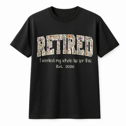 Retired 2026 T-Shirt | Vintage Floral Lettering Design | Premium Cotton Tee | Funny Retirement Party Gift for Women, Coworker