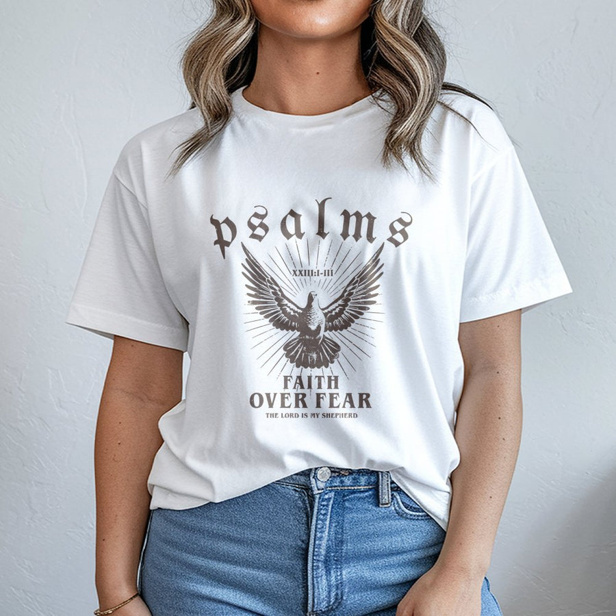 Faith Over Fear Christian T-Shirt | Dove Religious Scripture Graphic | Premium Cotton Unisex Tee | Gift for Believers Church Apparel
