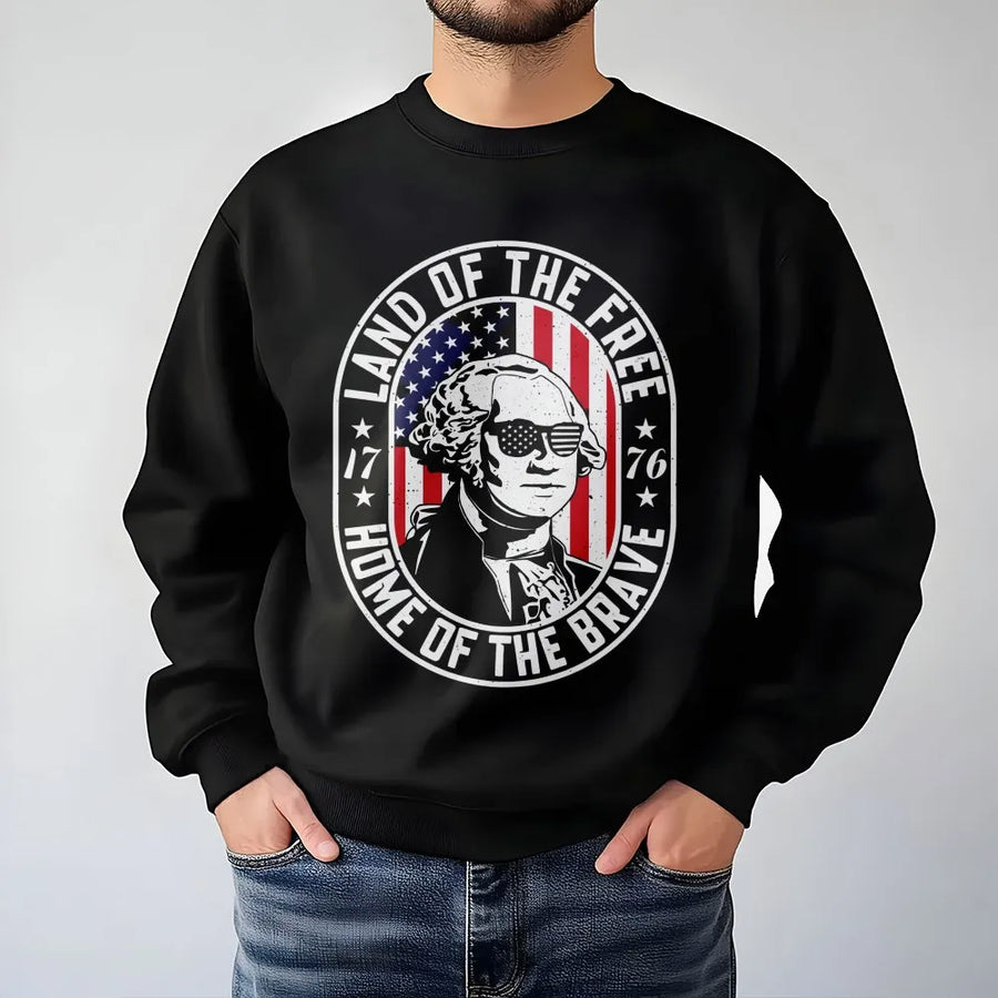 George Washington Sunglasses Sweatshirt | Patriotic Flag Design | Premium Cotton Blend | Unisex USA Freedom Gift for History Lovers