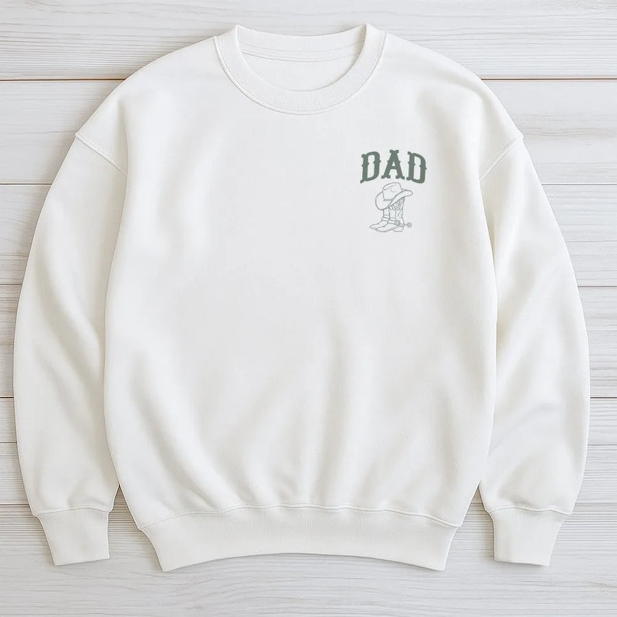 Western Dad Sweatshirt | Cowboy Boot & Hat Pocket Print Sweatshirt | Soft Cotton-Poly Blend | Premium Father's Day Gift for Country Dad