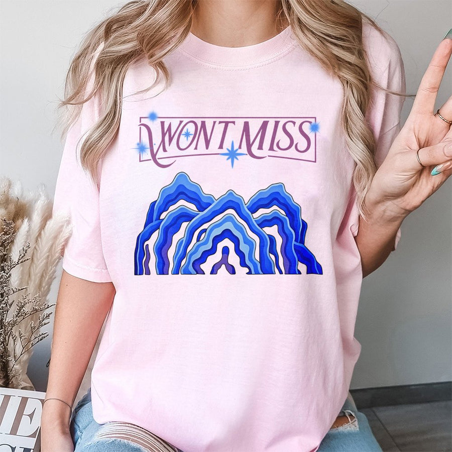 Won't Miss Graphic T-Shirt | Abstract Mountain Landscape Art | Premium 100% Cotton | Aesthetic Indie Gift For Music Fans