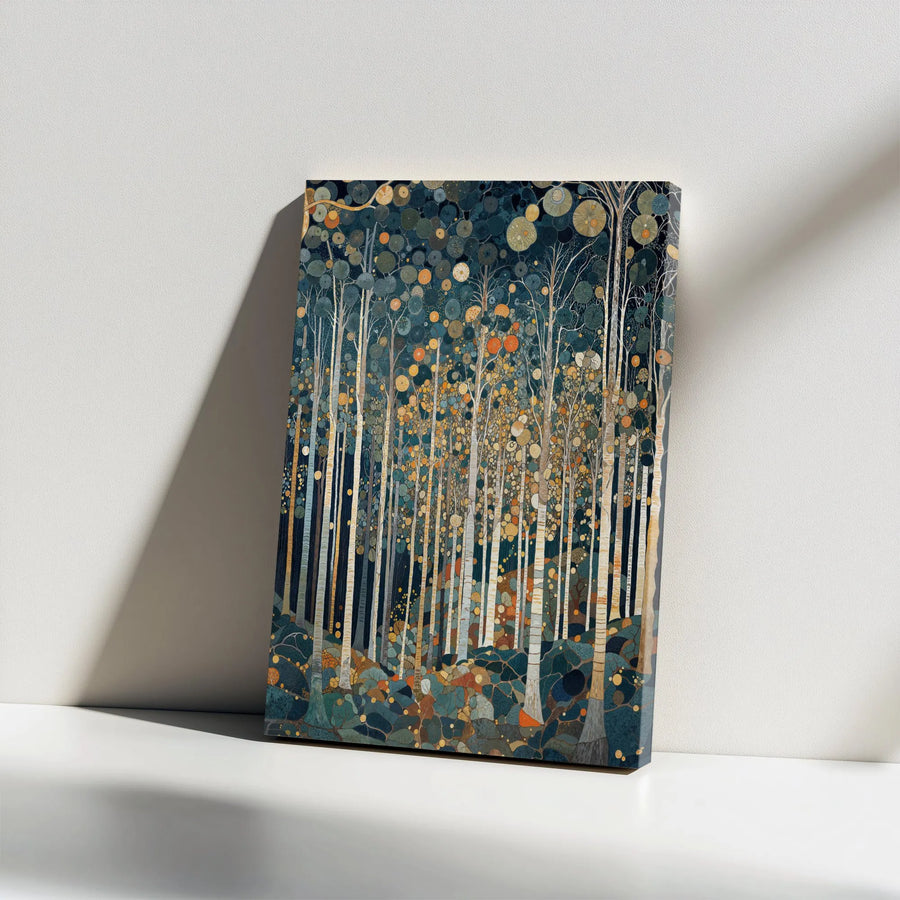 Abstract Birch Tree Canvas Wall Art | Stylized Woodland Scene | Premium Thick Gallery Wrapped Canvas | Modern Living Room Decor Gift