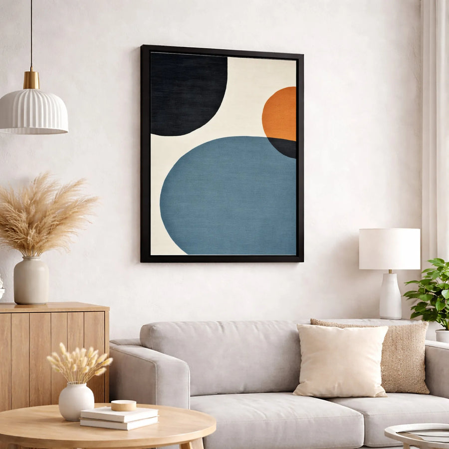 Modern Abstract Canvas Wall Art | Geometric Mid-Century Circles Design | Premium 1.25-Inch Gallery Wrap | Minimalist Office & Home Decor Gift