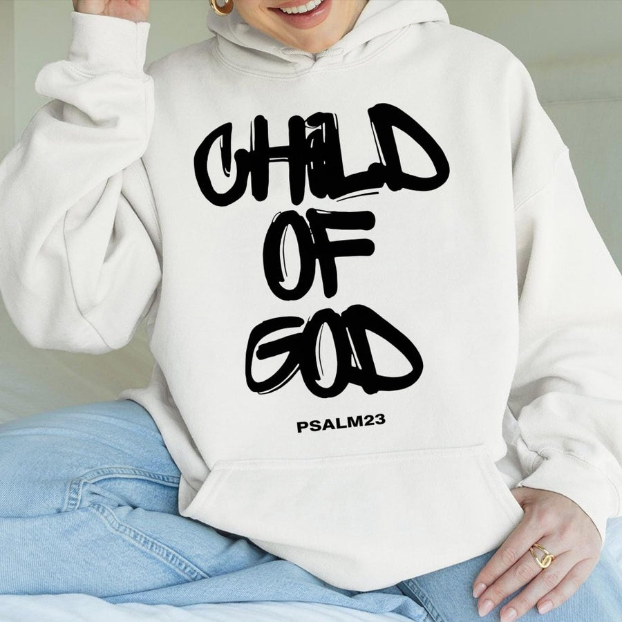 Child Of God Hoodie | Psalm 23 Christian Graphic Sweatshirt | Premium Cotton Blend | Inspirational Faith Gift For Men And Women