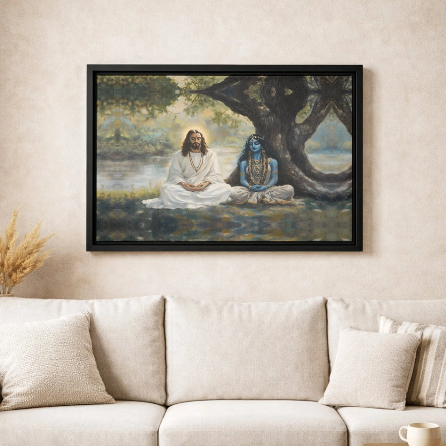 Jesus and Shiva Meditation Canvas Print | Spiritual Interfaith Wall Art | Premium Gallery-Wrapped Decor | Zen Home Office Gift