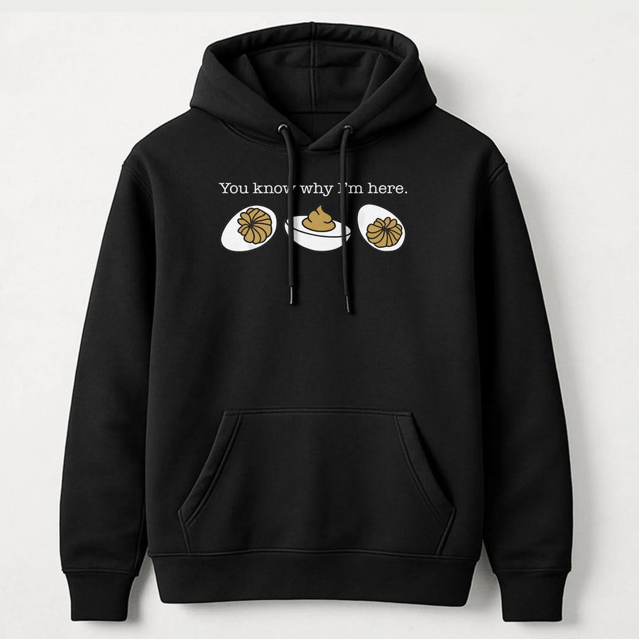 Deviled Eggs Hoodie | Funny Thanksgiving Foodie Graphic | Premium Cotton Blend Unisex Sweatshirt | Humorous Gift For Cooking Lovers