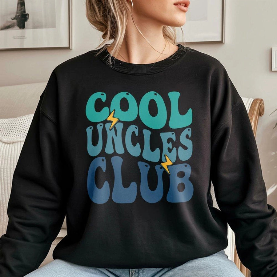 Cool Uncles Club Sweatshirt | Retro Typography Graphic Design | Premium Cotton Blend | Funny Gift for Uncle, New Uncle, Birthday Present