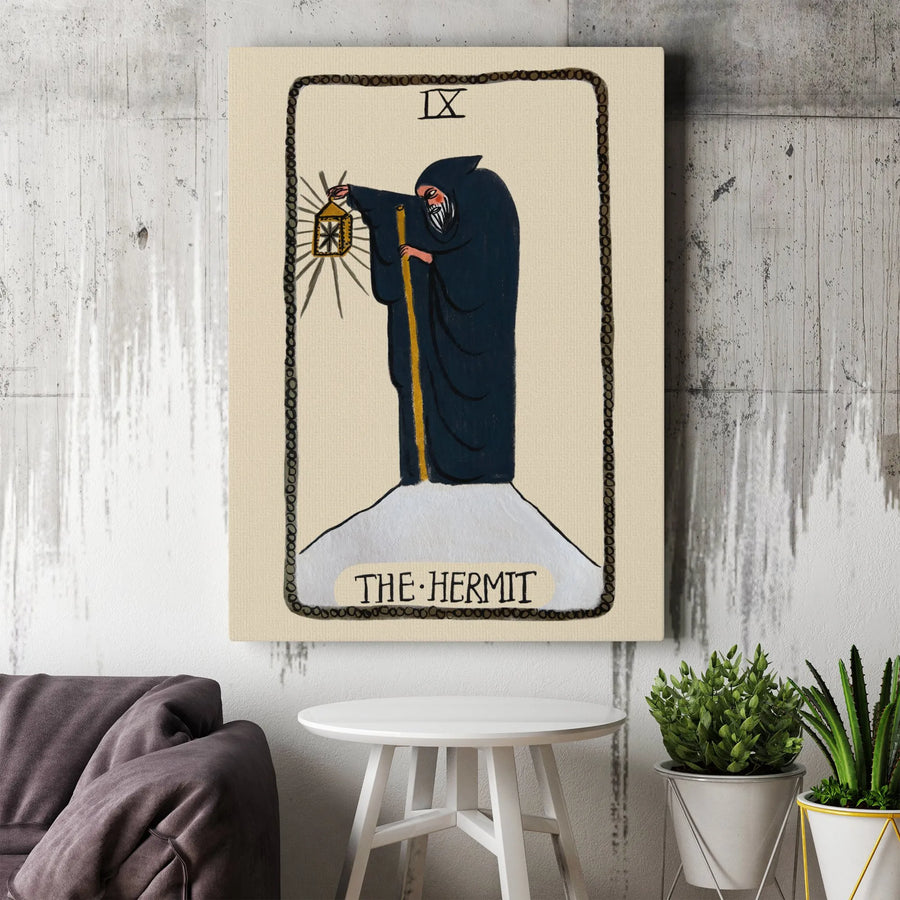 The Hermit Tarot Card Wall Art | Mystical Spiritual Decor | Premium Gallery Canvas | Gift For Tarot Readers And Astrology Enthusiasts