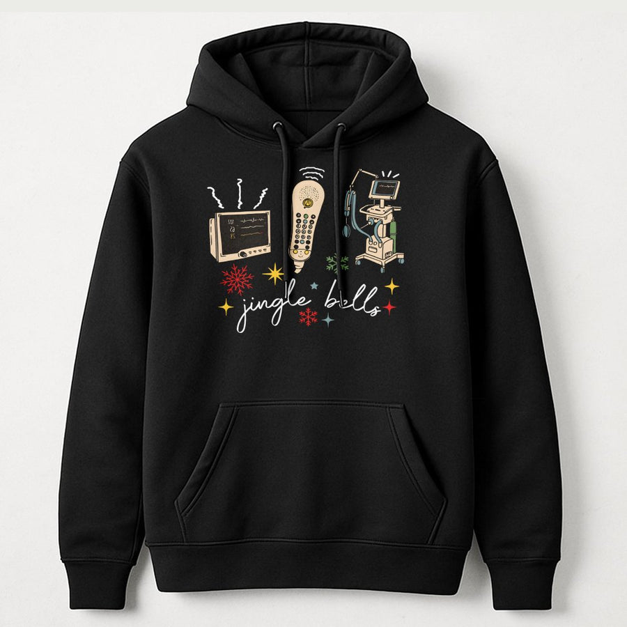 Nurse Christmas Hoodie | Jingle Bells Medical Monitor Design | Premium Cotton Blend | Funny Gift For RN CNA Nursing Students