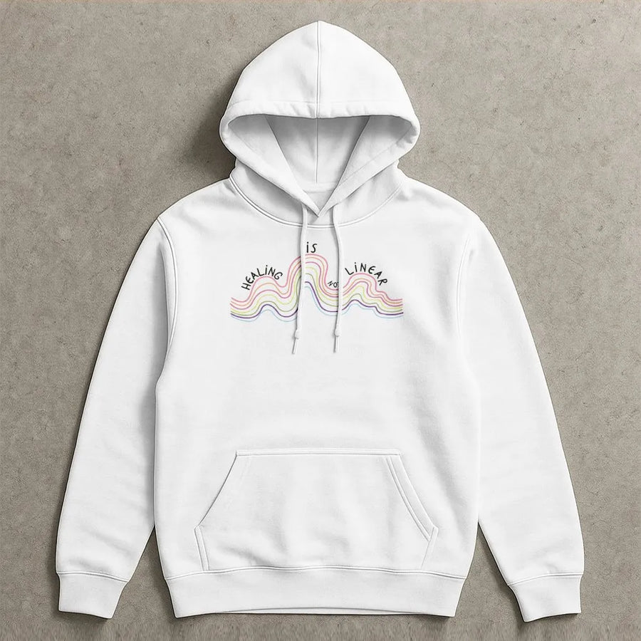 Mental Health Awareness Hoodie | Healing Is Not Linear Quote | Premium Cotton-Blend Sweatshirt | Inspirational Self Care Gift for Women