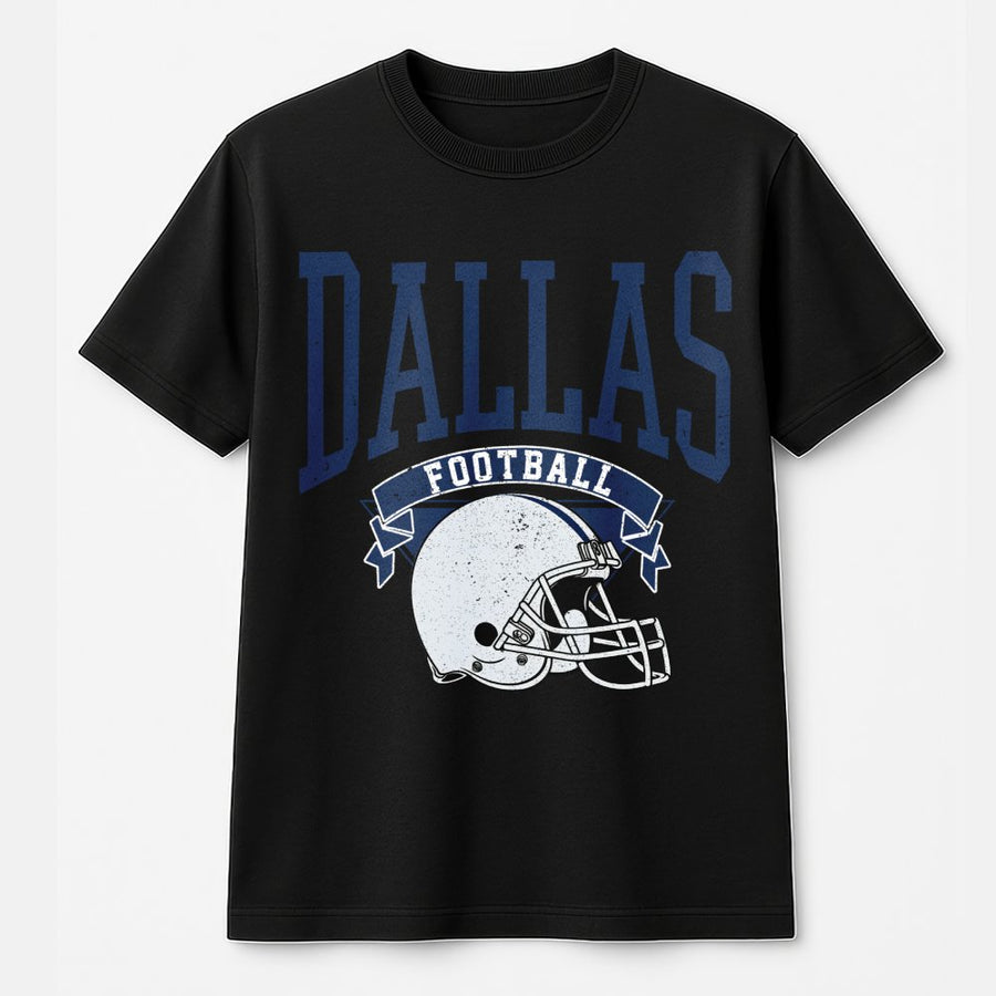 Dallas Football T-Shirt | Vintage Style Helmet Graphic | Premium 100% Cotton | Retro Game Day Gift for Men and Women