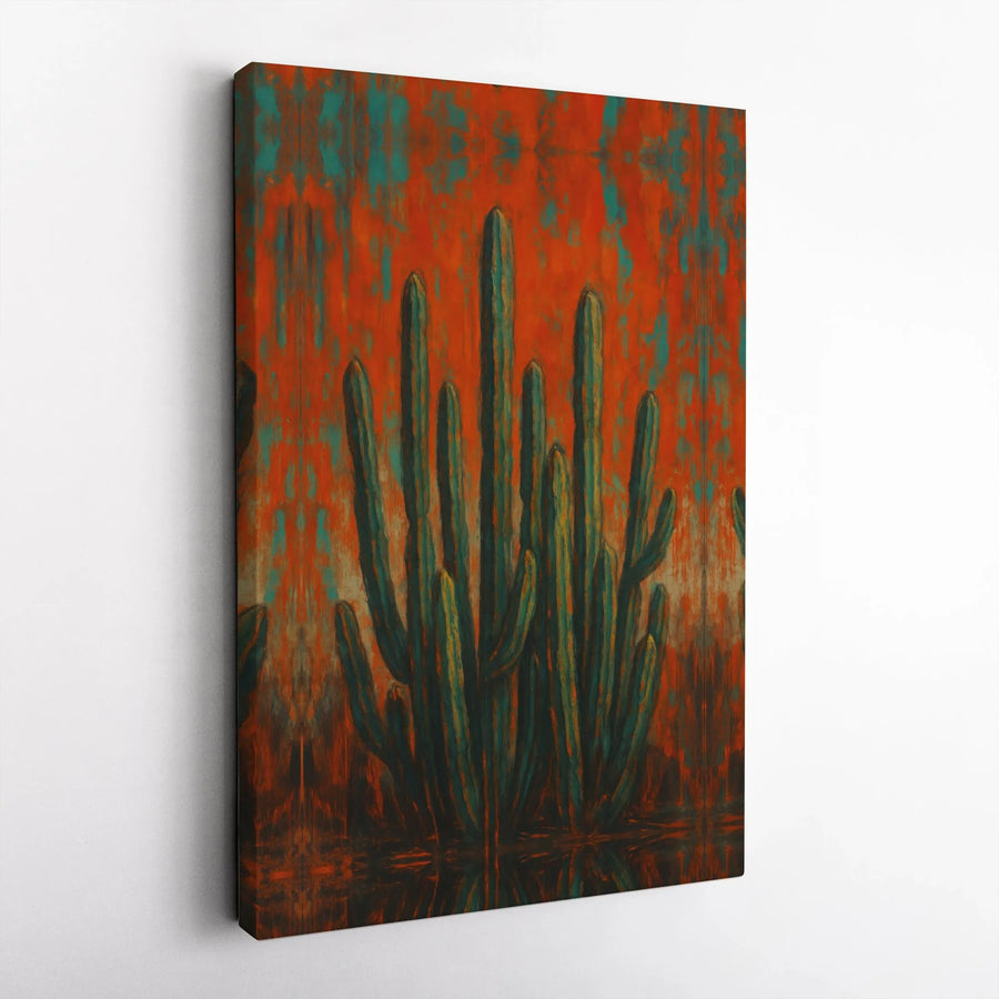 Abstract Cactus Wall Art | Southwestern Desert Decor | Premium Fade-Resistant Gallery Canvas | Modern Home & Office Decor Gift