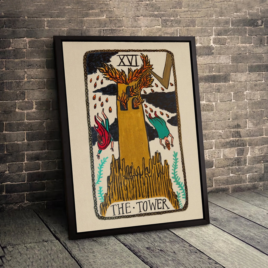 The Tower Tarot Card Wall Art | XVI Major Arcana Canvas Print | Premium Gallery-Wrapped Spiritual Decor | Occult Gift for Witchcraft Enthusiasts