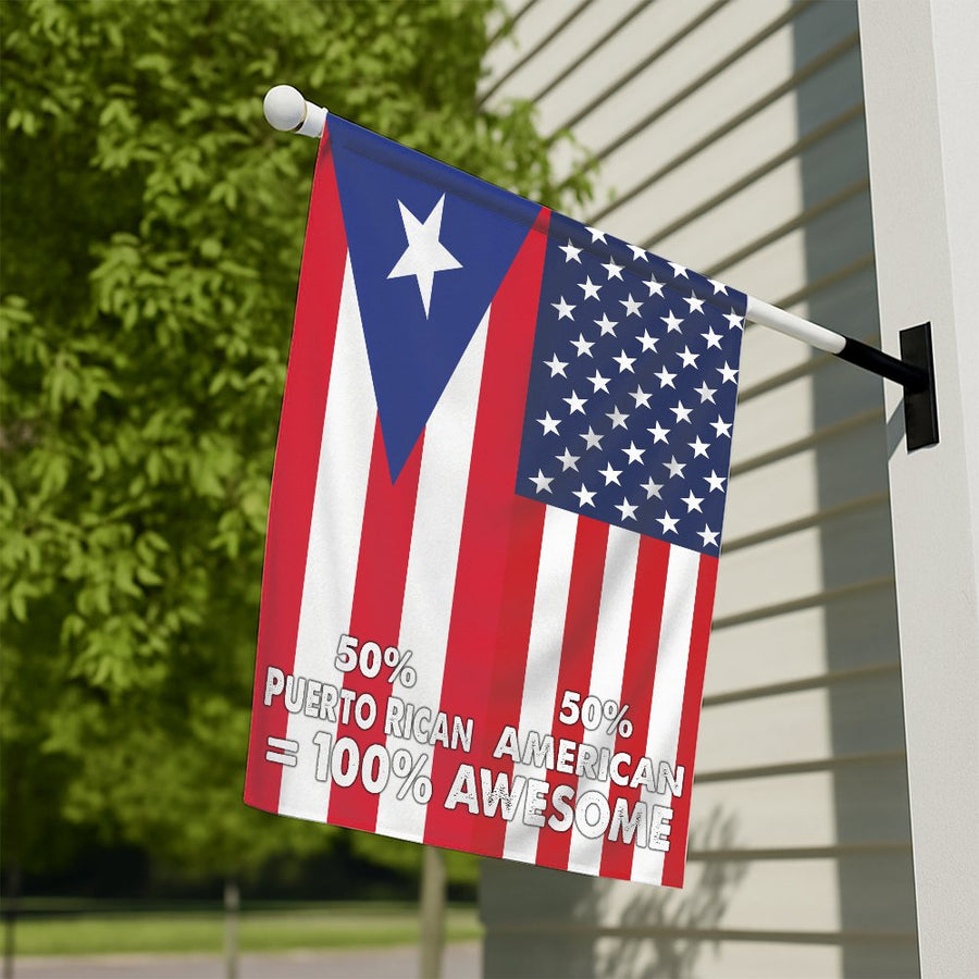 Puerto Rican American Flag | 50% Puerto Rican 50% American 100% Awesome Design | Premium Weather-Resistant Polyester | Patriotic Heritage Gift Home Decor