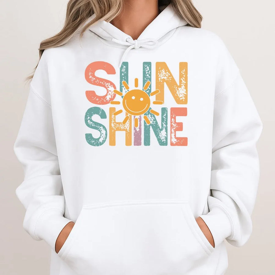 Retro Sunshine Hoodie | Vintage Positive Vibes Graphic Tee | Soft Breathable 100% Cotton | Cute Aesthetic Summer Vacation Gift