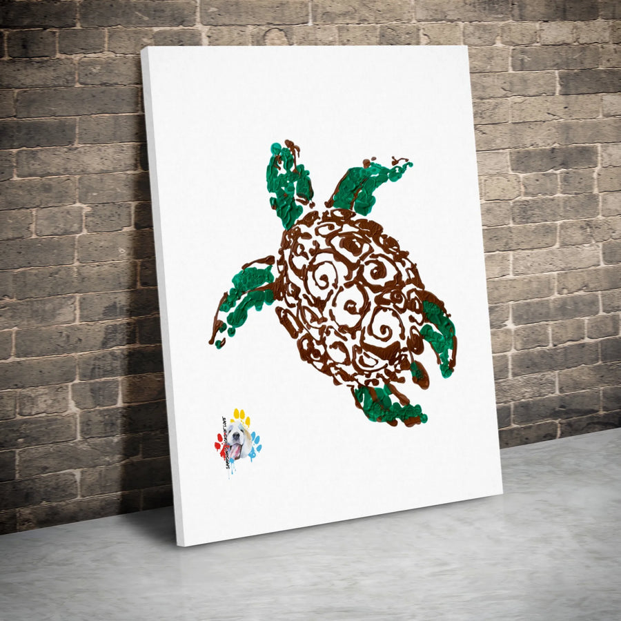 Sea Turtle Paw Print Canvas Art | Whimsical Animal Wall Decor | Premium 1.25 Inch Gallery Wrap | Unique Gift for Pet Lovers and Ocean Enthusiasts