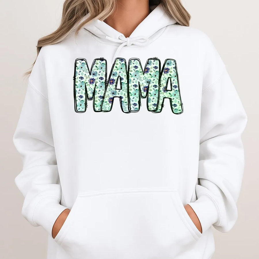 Floral Mama Hoodie | Vintage Botanical Lettering Sweatshirt | Premium Soft Blend Pullover | Cute Mothers Day Gift for Mom