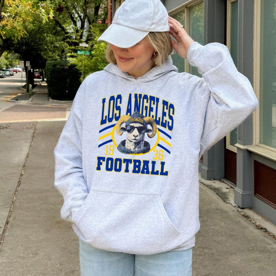 Los Angeles Football 1936 With A Ram Mascot Wearing A Los Angeles Beanie And Sunglasses Hoodie