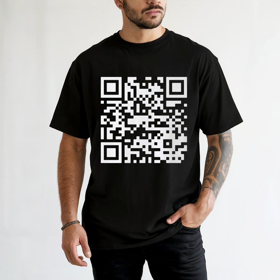 QR Code Graphic T-Shirt | Funny Sarcastic Message Design | 100% Cotton Premium Tee | Unique Novelty Gift for Men and Women