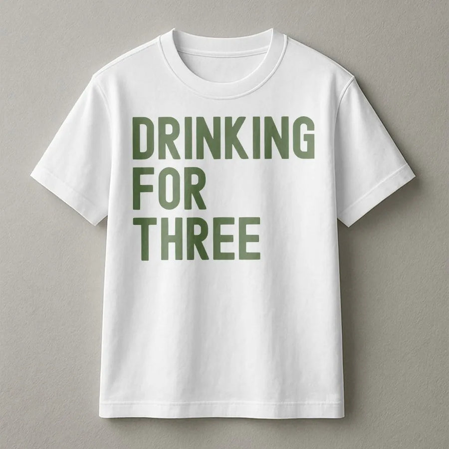 Drinking For Three T-Shirt | Funny Pregnancy Announcement Sweatshirt | Premium Cotton Blend | Gift for Expecting Dad, Matching Couple's Outfit