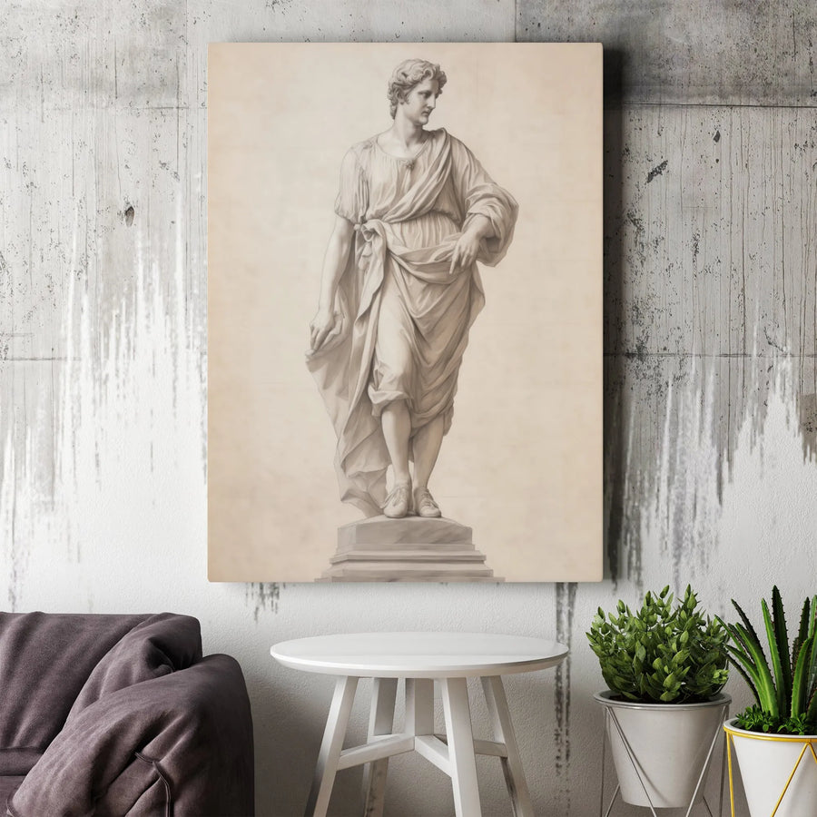 Classical Greek Statue Canvas Print | Vintage Academic Drawing Wall Art | Premium Gallery-Wrapped Decor | Home Office Study Aesthetic Gift