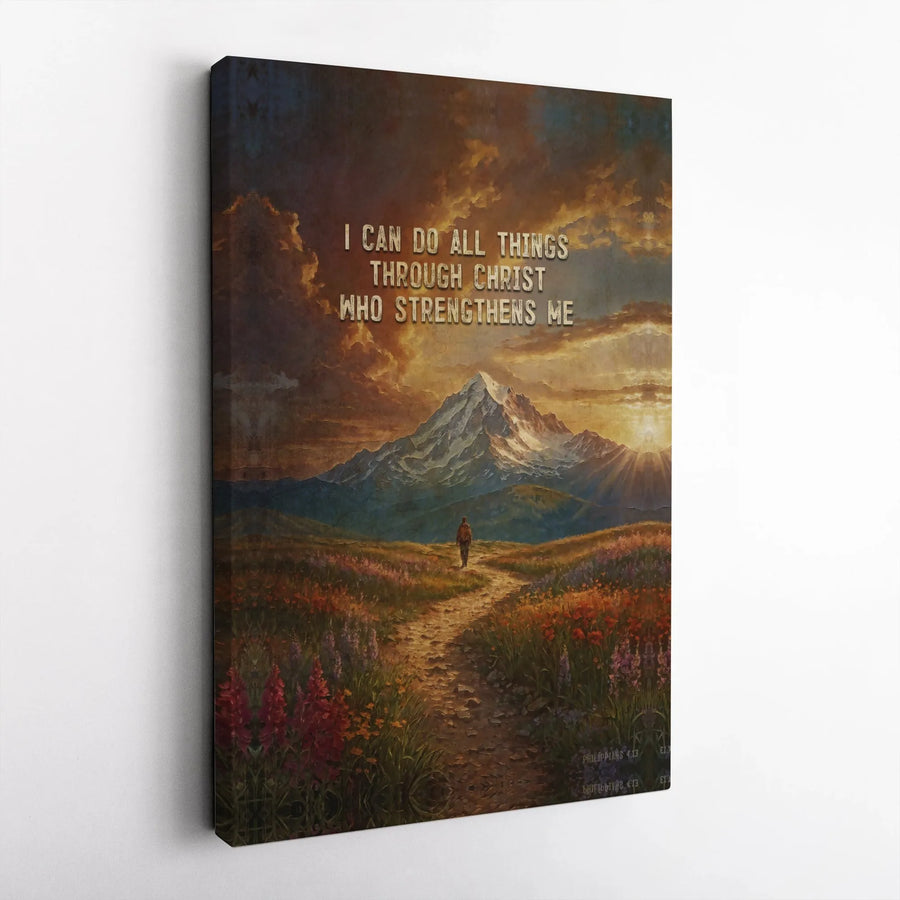 I Can Do All Things Through Christ Canvas | Philippians 4:13 Mountain Landscape Art | 1.25-Inch Gallery Wrap | Christian Home Decor & Religious Gift