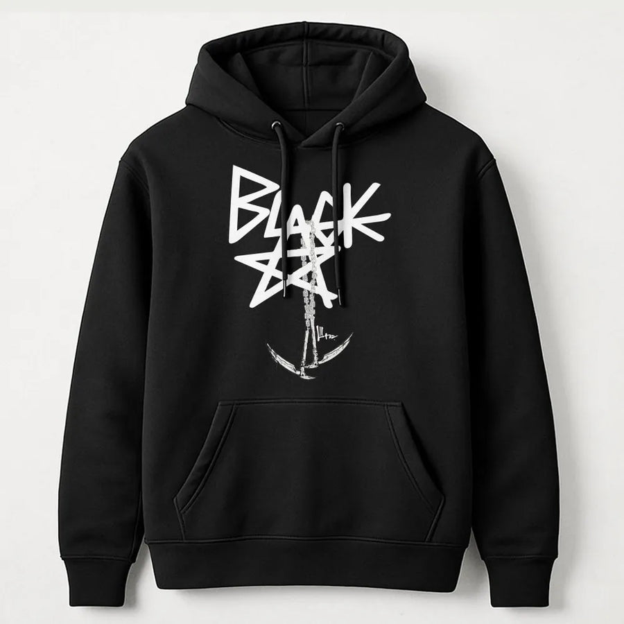 Black Star Anchor Hoodie | Nautical Maritime Graphic Streetwear | Premium Cotton-Blend Pullover | Aesthetic Urban Clothing for Men and Women