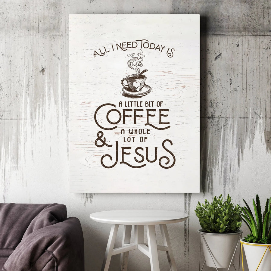Coffee and Jesus Canvas Wall Art | Inspirational Kitchen Quote Print | Premium Fade-Resistant Gallery Wrap | Religious Home Decor Gift for Her