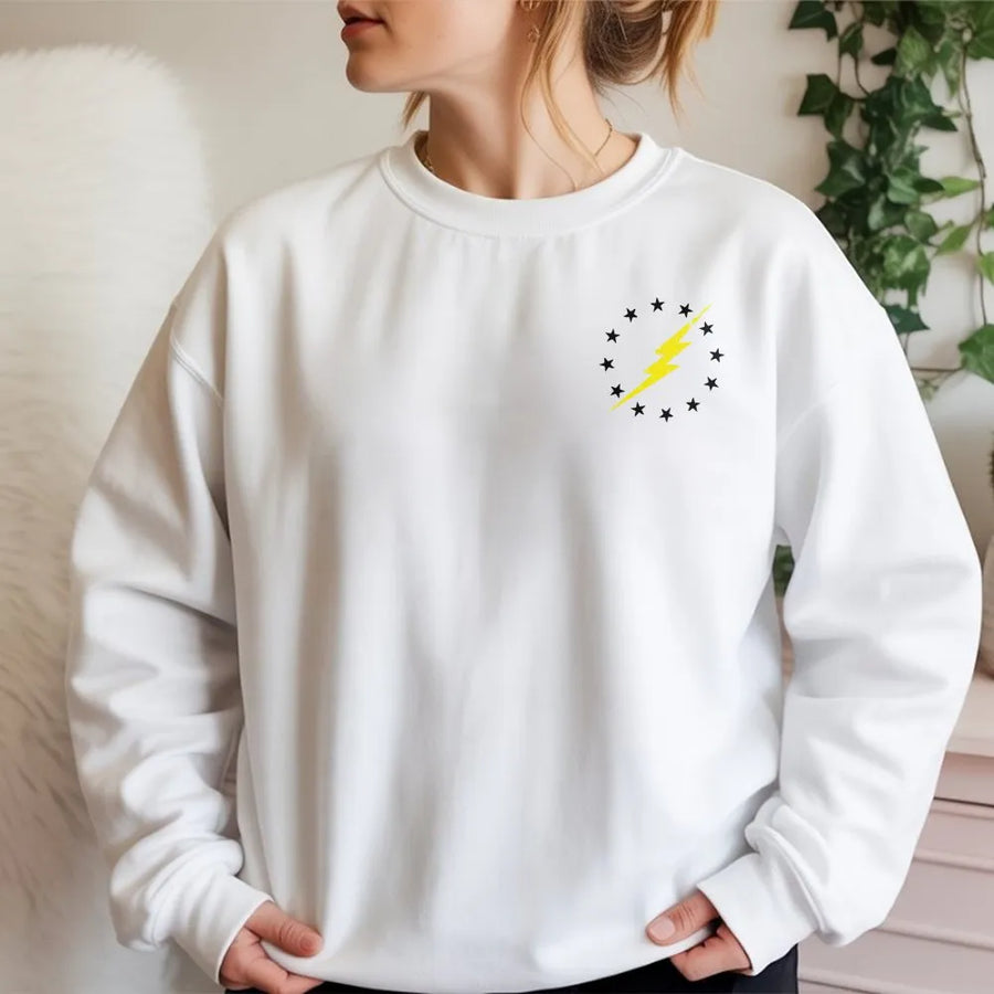 Electrician Sweatshirt | Patriotic Lightning Bolt Star Graphic | Premium Cotton Blend | Blue Collar Worker Gift for Men