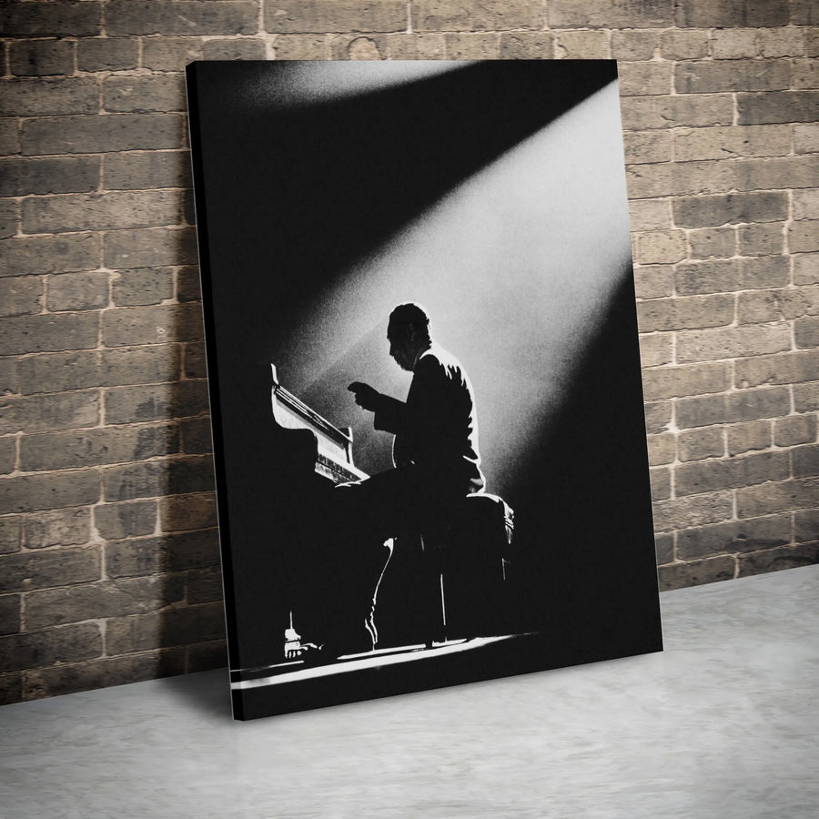 Jazz Pianist Canvas Print | Black and White Spotlight Photography | Premium Gallery Wrapped Canvas | Gift for Music Lover & Home Bar Decor