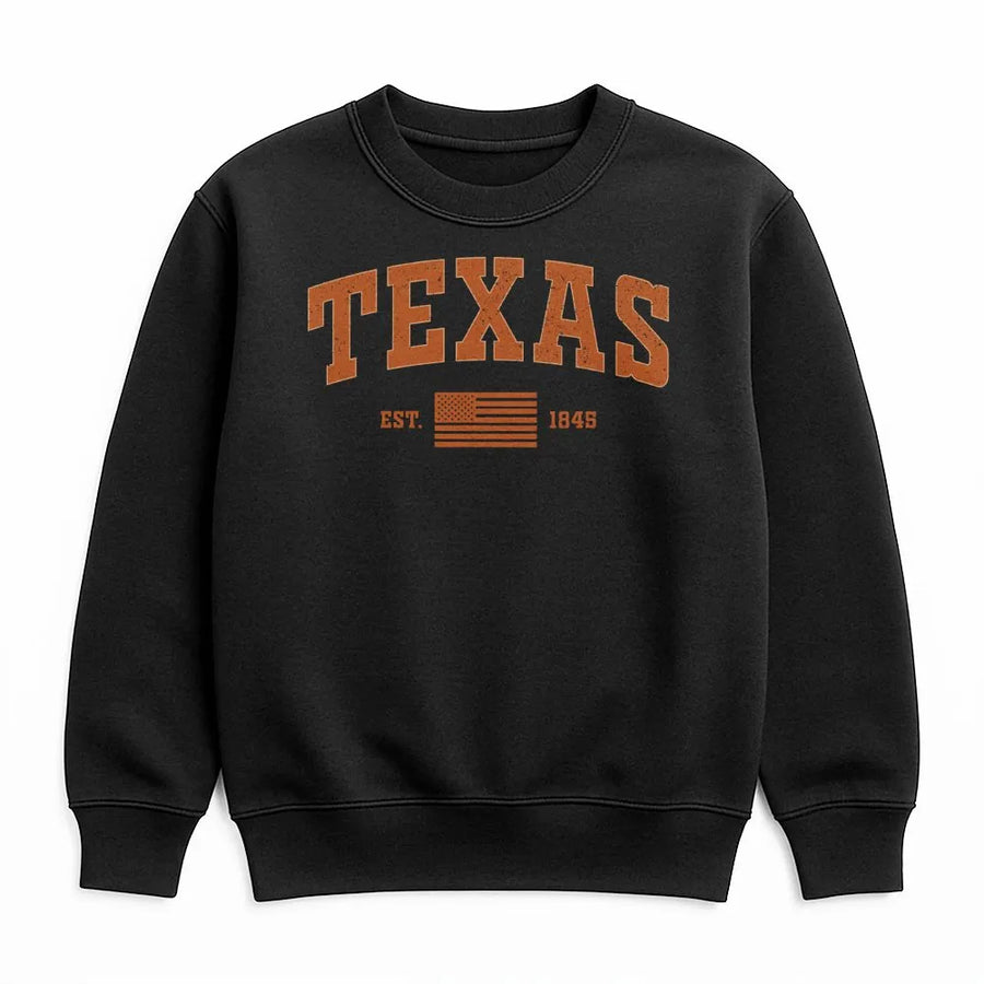 Vintage Texas Sweatshirt | Retro Collegiate Style with USA Flag | Soft Cotton Blend Crewneck | Gift for Texas Pride Souvenir