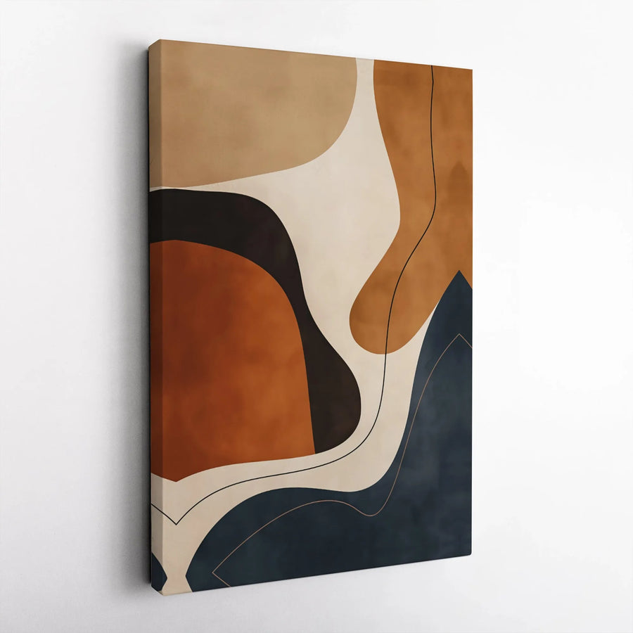 Abstract Wall Art Canvas | Earth Tone Organic Shapes with Minimalist Lines | Premium Gallery Wrapped Decor | Modern Boho Living Room Decor